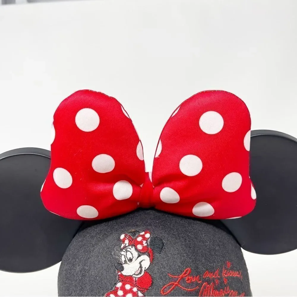 Disney Parks Ears Hat Minnie Mouse Polka Dot Bow Embroidered Signature